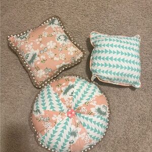 Matilda Jane Peach and Teal Accent Pillow Trio